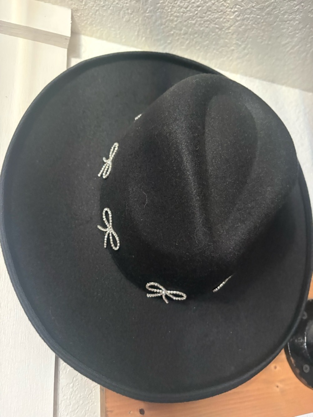 Felt Hat with Silver Bow Accents
